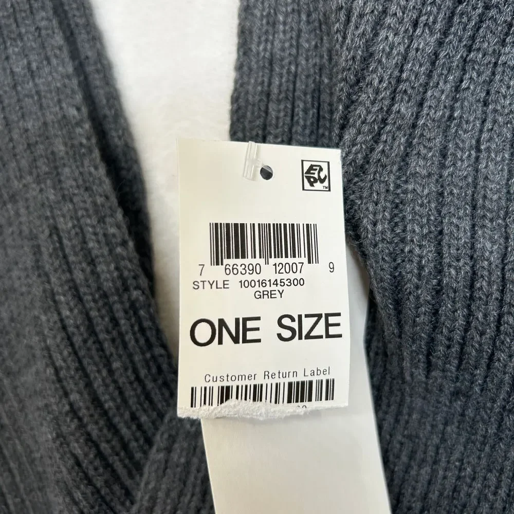 Sun + Stone‎ Ribbed Knit Scarf Men's One Size Winter Accessory Warm Gray
